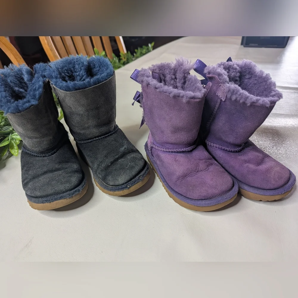Bailey Bow Uggs (Bundle Of 2) Little Girls Toddler Size 9 Purple Blue